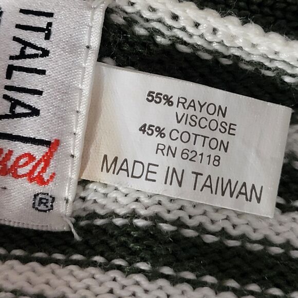 Fia Italia Hand loomed Cardigan Long Sleeves Green Striped Sz M - Picture 8 of 10